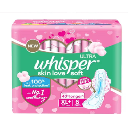 Whisper Sanitary Pads Ultra Skin Love Soft XL